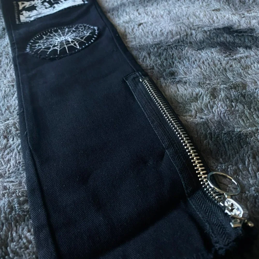 Stitch Btch Patched Lace Up Jeans - Picture 8 of 12